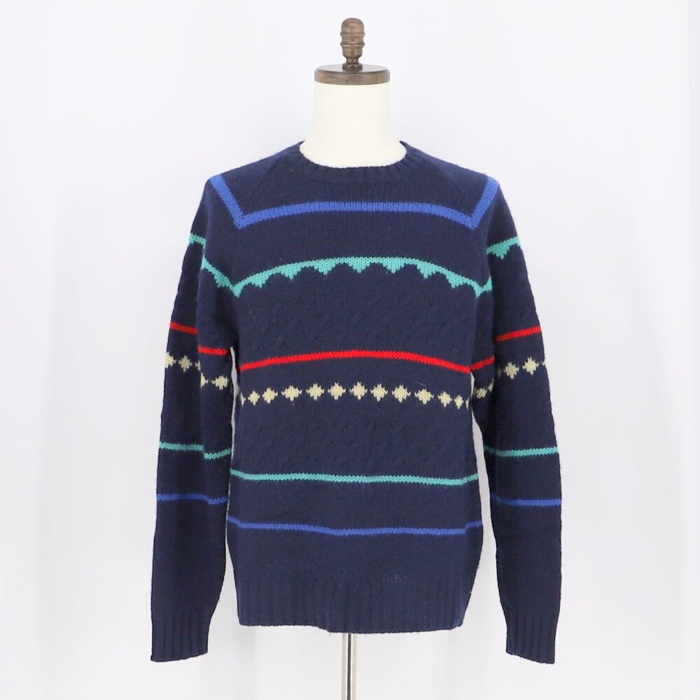 VINTAGE LORD & TAYLOR 100% Shetland Wool Pullover Sweater Patterned Stripes L